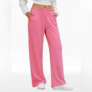 JEKAOYI Wide Leg Sweatpants Women High Waisted Baggy pink pants NWT medium